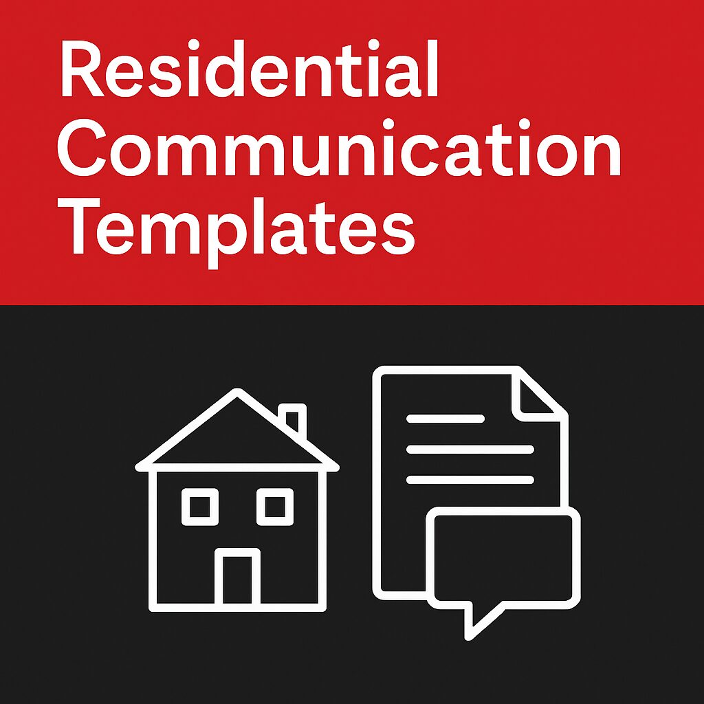 Resident communication templates concept with laptop and community messaging